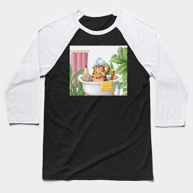 Cute tiger in bath Baseball T-Shirt by CaptainPixel